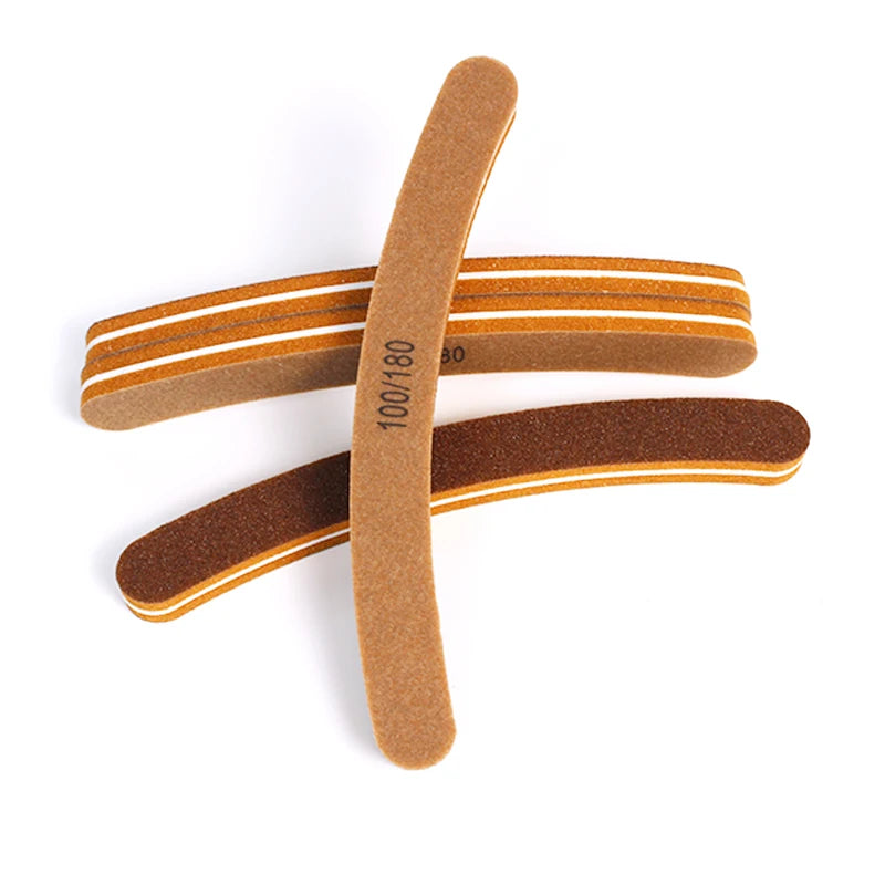 Custom Logo Emery Board Nail Buffer File Washable Brown Sponge Nail Files 100/180