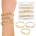 Hot Sell Women Gold Alloy Charm Wrist Hair Accessories Sets With Beige Black Elastic Bracelet Hair Tie