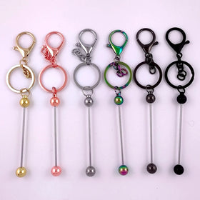 Inventory Clearance Premium Metal Plated Sleek Key Chain DIY Silicone Beads Decor Detachable Beadable Bar Keychains