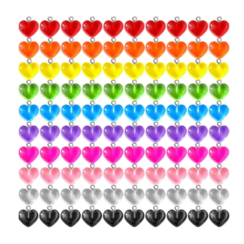 Love Heart Resin Candy Valentine's Day Pendant Charm Keychains Necklace Earring Pendant for DIY Jewelry Crafts Charms