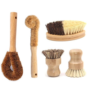 Palm Pot Brush Eco Friendly Bamboo Vegetable Brush Kit Dish