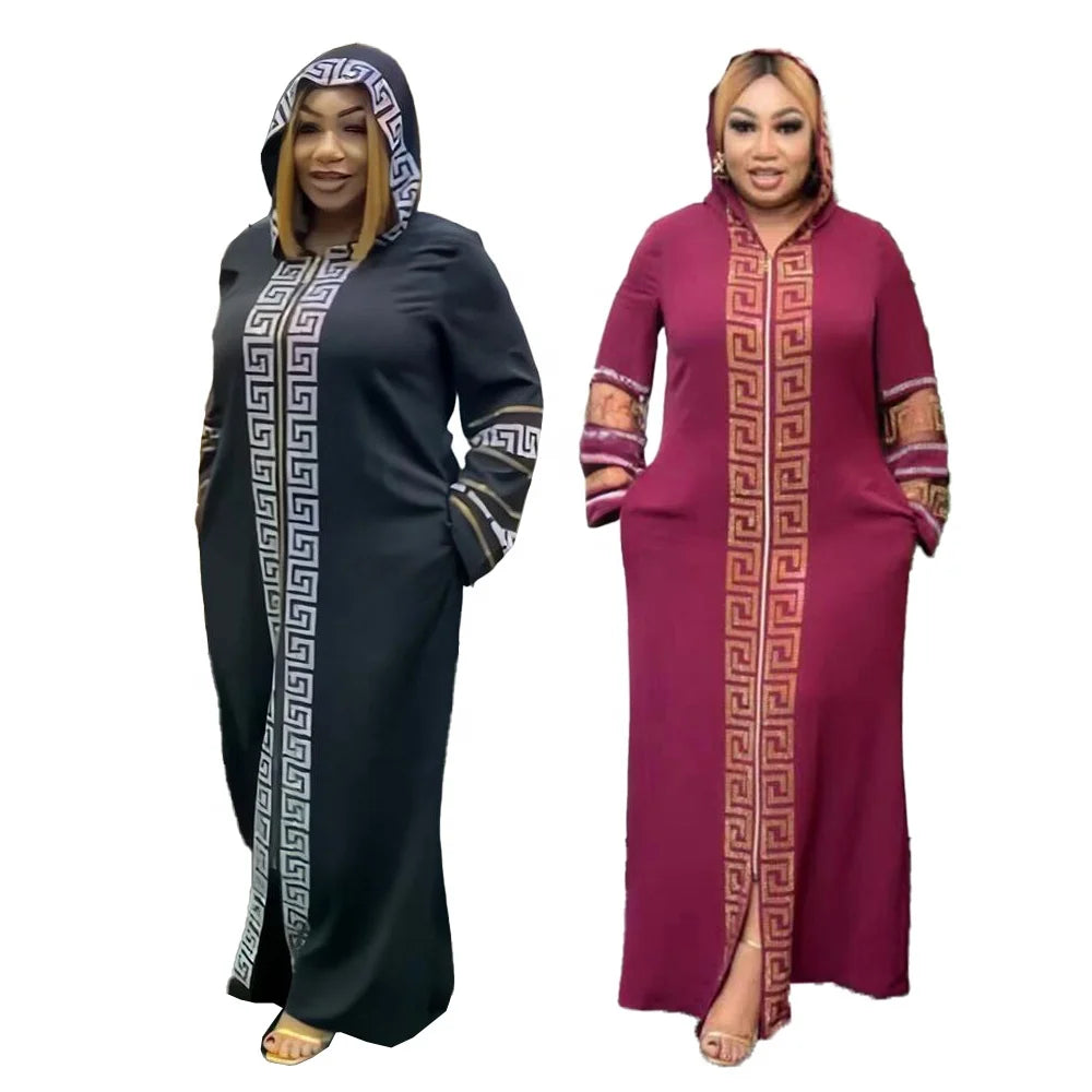 Recommend Africa Dresses Zipper Muslim Women Dress Luxury Rhinestones African Women Clothing