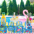 12 Pack Summer Beach Pool Hawaiian Non-Woven Gift Bags Tote Bags Handles Party Reusable-Grocery Shopping Bags for Candle & Craft