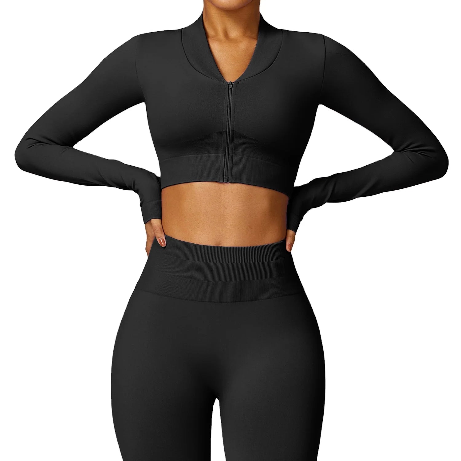TOPKO Women's Winter Tight Seamless Long Sleeve Yoga Jacket Zipper Quick Dry Fitness Wear Running Sports Jacket