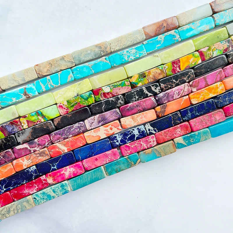 Wholesale 13*4MM Rectangle Square Round Stone Beads Imperial Jasper Loose Beads for Bracelet Making