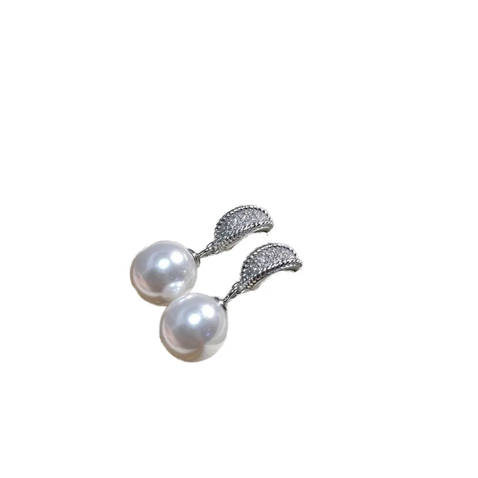 AAA Grade 9-10mm Freshwater Pearl Earrings .925 Silver 18K Gold Plated Fashionable Top Design Stylish Earring Hook for Weddings