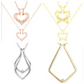 Changda Custom Personalise Stainless Steel Jewelry Open Rhombus Ring Keeper Holder Pendant Necklace
