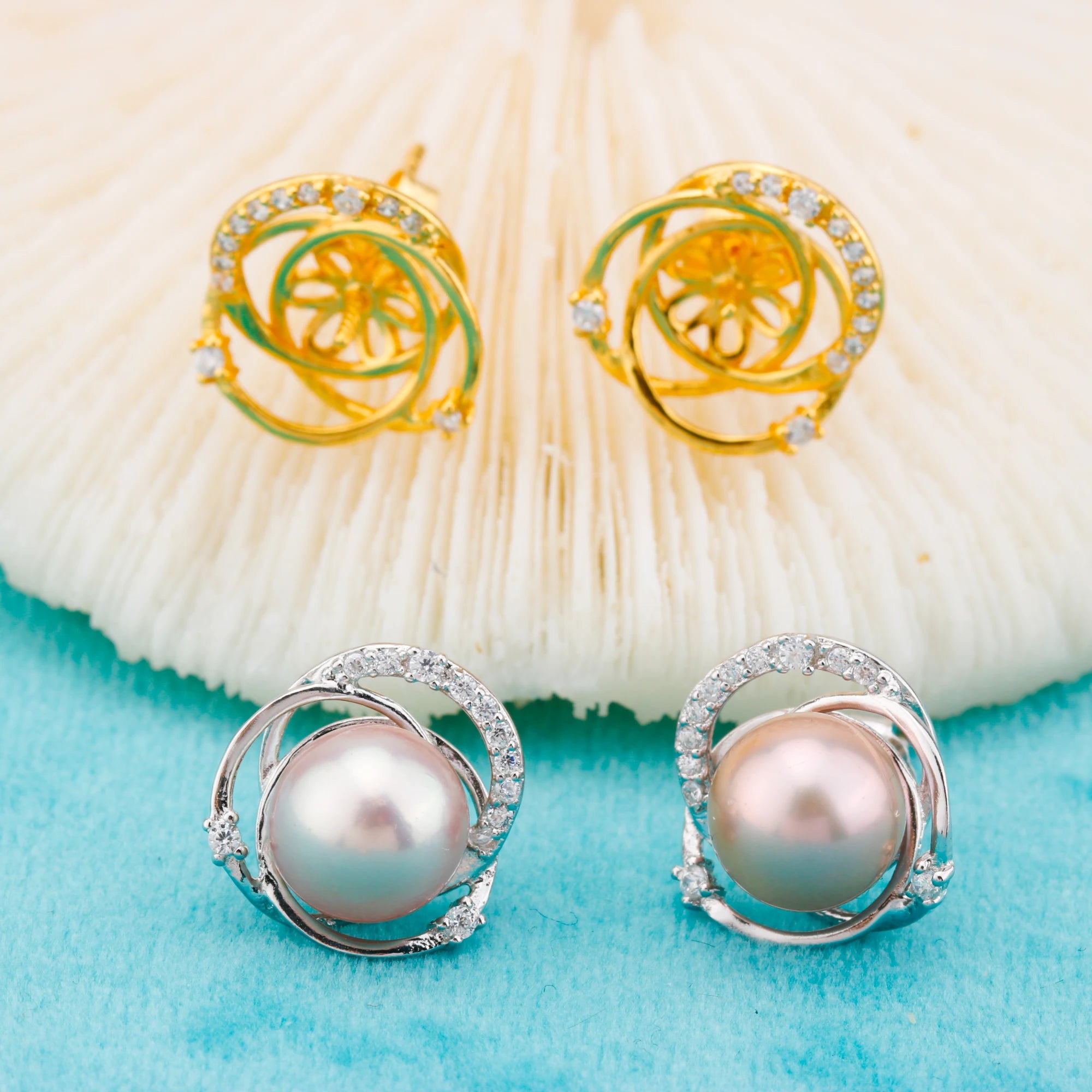 E010870 S925 Pearl Earring 925 Sterling Silver DIY 7-8mm Natural Freshwater Pearl Stud Earring for Women