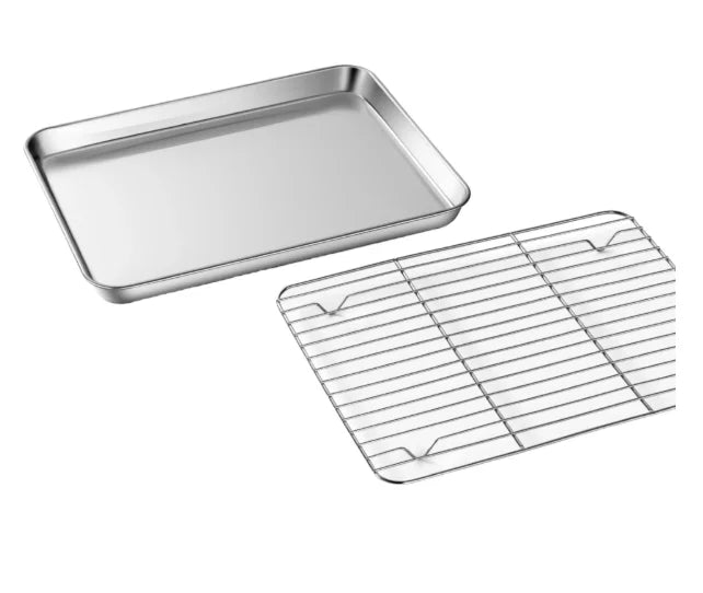 1/4 Sheet Pan Rectangle Aluminum Alloy Baking Sheet with Rolled Wire Edges Essential Baking Accessories