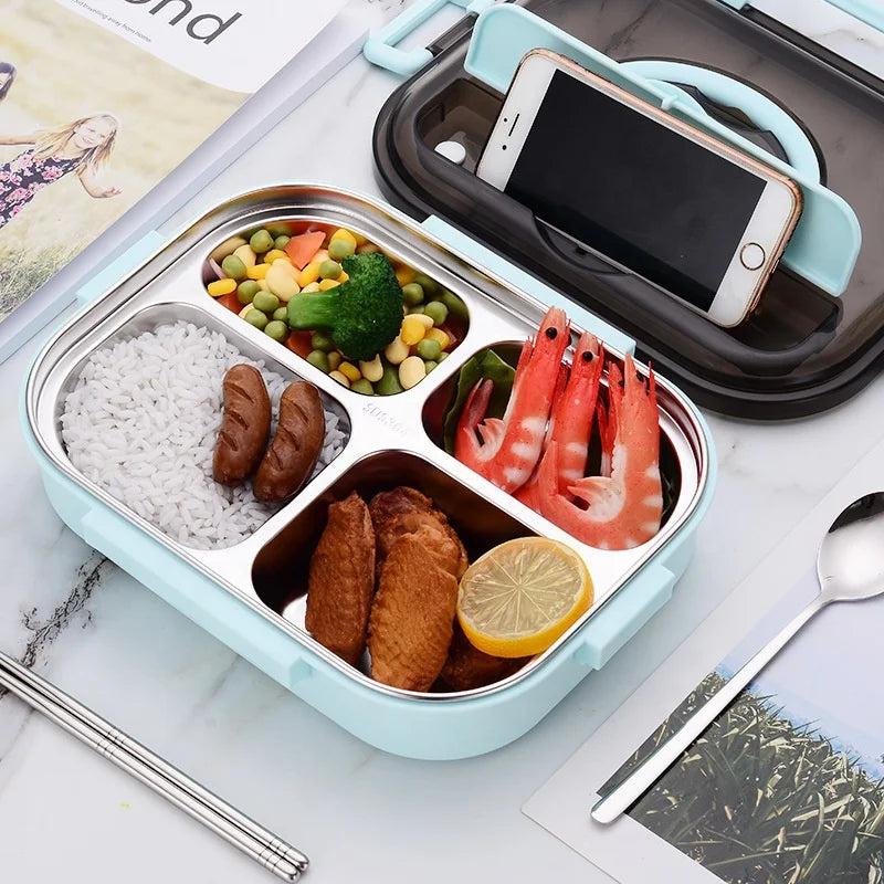 Microwave Rectangular Stainless Steel Lunch Box Food Grade Lunch Box Student Stainless Steel Insulated Divided Bento Box