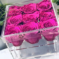 Factory Wholesale Acrylic Square Eternal Forever Roses Box Flowers Gift for Wedding Decoration Valentines Preserved Flowers