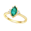 OL1026 Abiding Fine Jewelry Custom Fashion Designs Marquise Cut 5x10mm Lab Green Emerald 925 Silver 14K Gold Plated Finger Ring