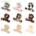 Hot Selling INS Style Girls 4cm Small Acetate Hair Claw Clips Crossed Gold Label Leopard Hair Claws for Women