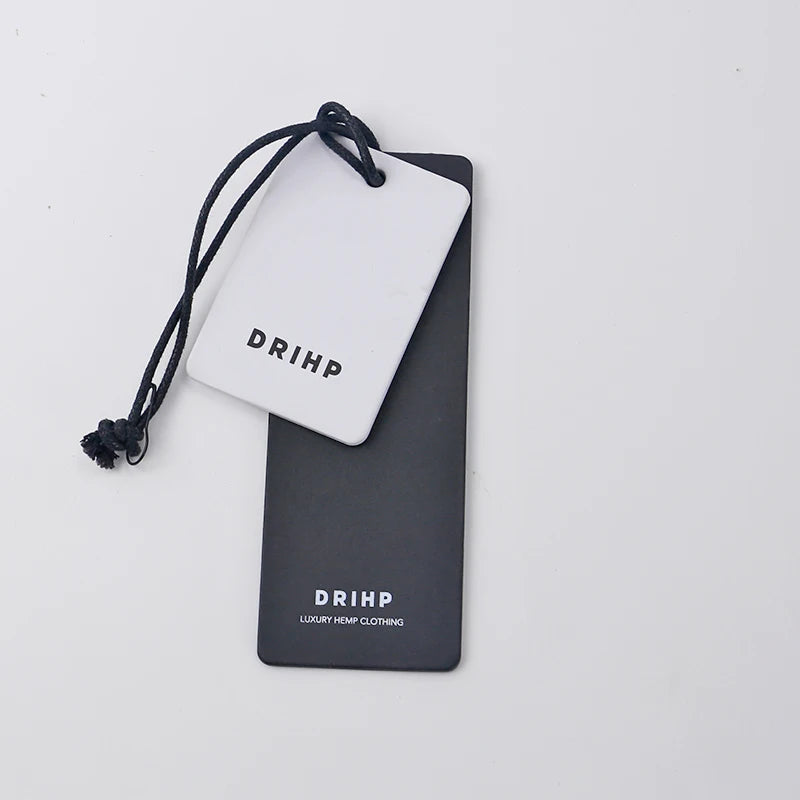 Custom Gold Logo Printing 3D Logo Clothing Label Black and White Recycled Paper Garment Hang Tag With Cotton String