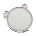 PU Leather Blank Bear Head Folding plastic silver Compact Mirror White Custom Logo Small Makeup Mirror