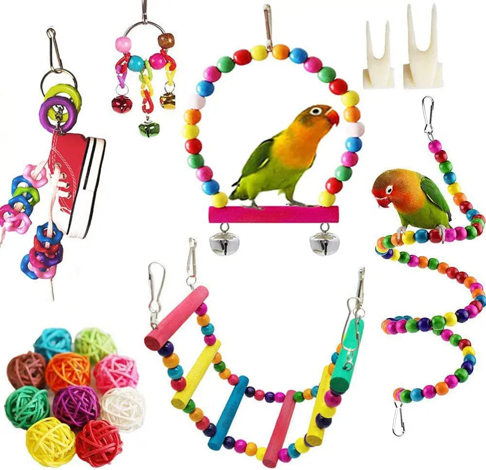 Bird Parrot Toys Hanging Bird Cage Hammock Swing Toy Hanging Toy