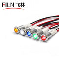 FILN with Wired 10mm Metal Indicator Light 12v LED Waterproof Lamp