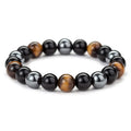 New Hot Natural Stone Bracelet Beaded Magnetic Tiger Eye Bracelet Health Energy Black Obsidian Bracelets for Men