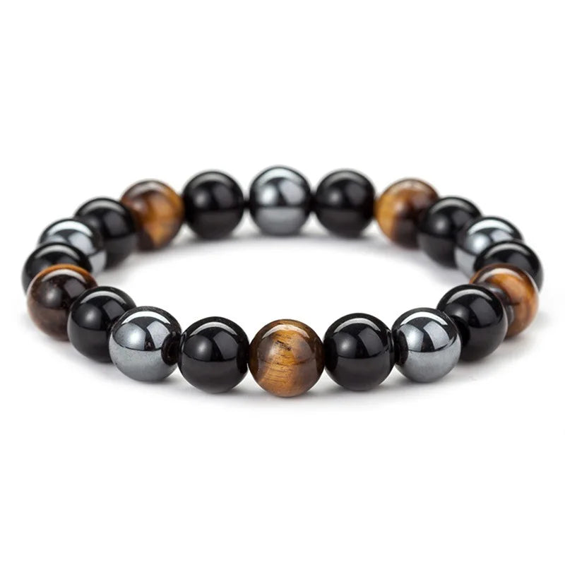 New Hot Natural Stone Bracelet Beaded Magnetic Tiger Eye Bracelet Health Energy Black Obsidian Bracelets for Men