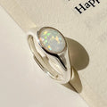 925 Sterling Silver Ring Adjustable Opal Wedding Engagement Proposal Ring