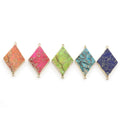 Huiying Popular Energy Gemstone Natural Handmade Diamond Shape Gold Edge Healing Stones Pendant Crystal Hot Sale Jewelry