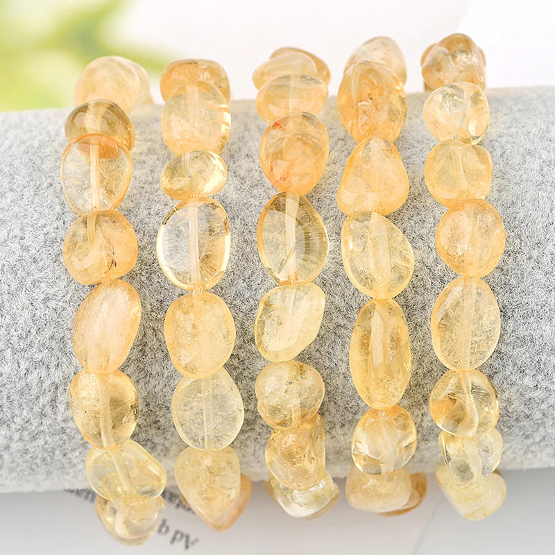 Wholesale Fashion Healing Crystal Natural Stone Bracelet Men 8-10mm Citrine Tumbled Gemstone Nugget Bracelet