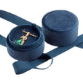 Custom Own Brand Logo Fancy Velvet Round Proposals Wedding Ring Box With Ribbon