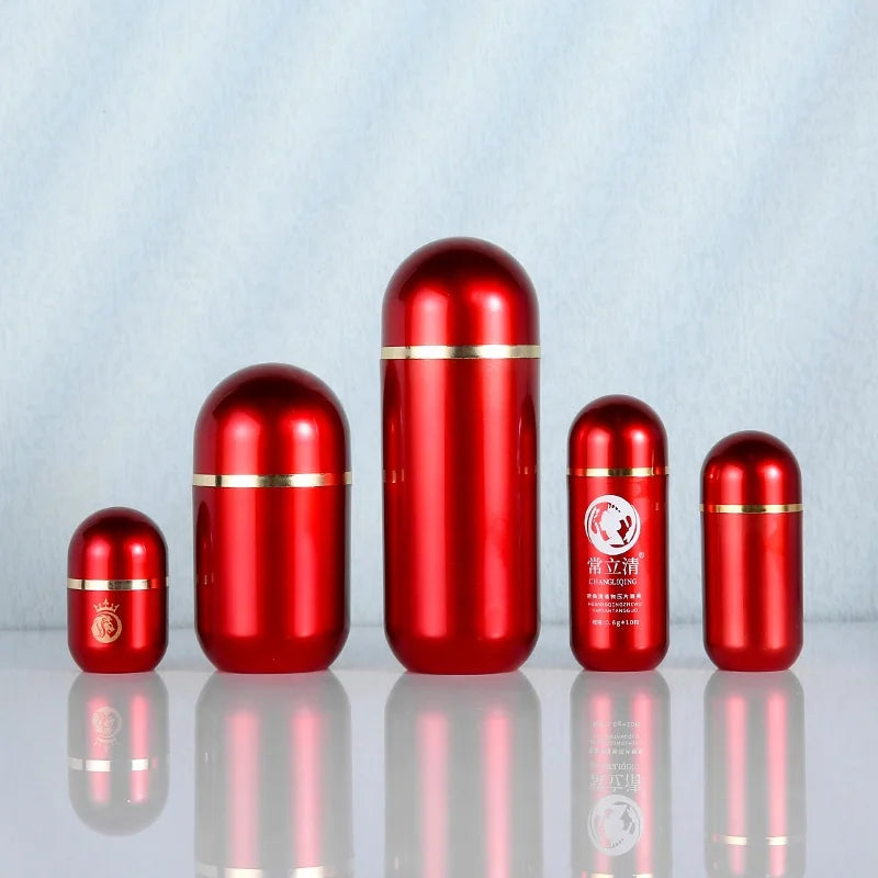 CUSTOM Red Color Plastic Bottle for Health Care Products PET Painting Health Foods Bottles Capsule Pills High Class Vitamin Box