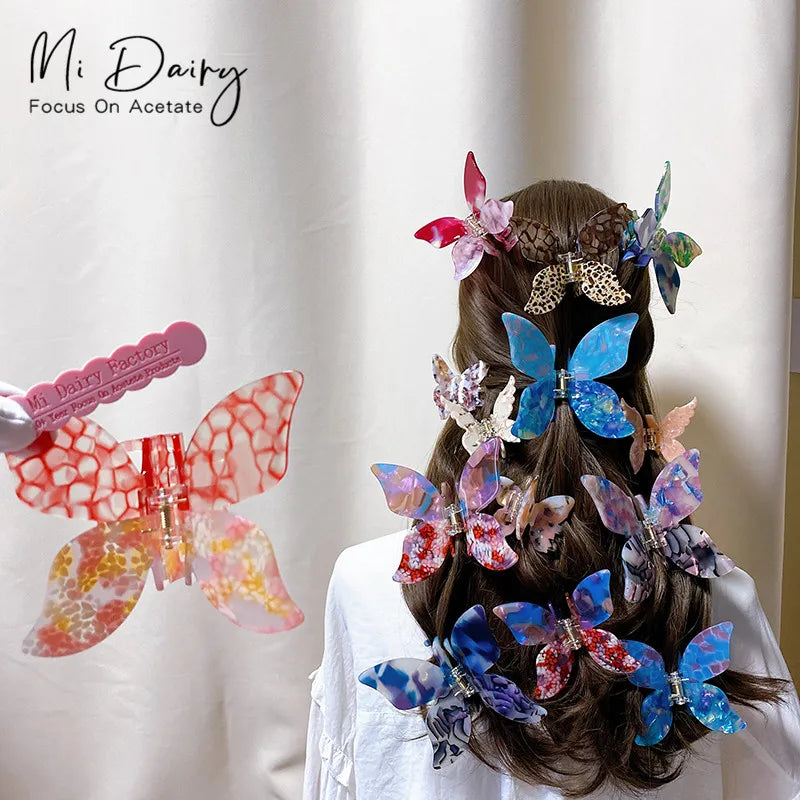 Mi Dairy 12cm Large butterfly Cut Fashion Cellulose Acetate Hair Claw Clips