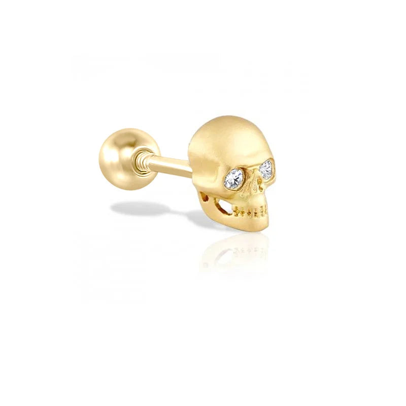 Stylish Skull  925 Sterling Silver Dainty Zircon Stud  Earring Fashion Jewelry Wholesale