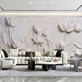 Lotus Relief Wall 8d Stone Textured Wallpaper Home Decoration