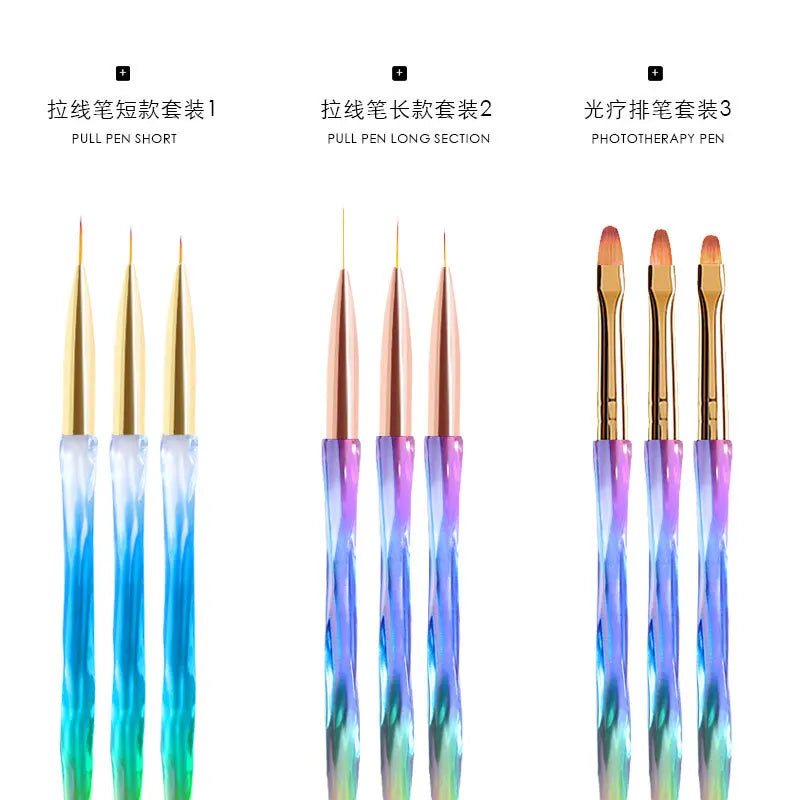 New Acrylic Handle Wholesale Nails Brush Nail Art Liner Brush Liner Pen