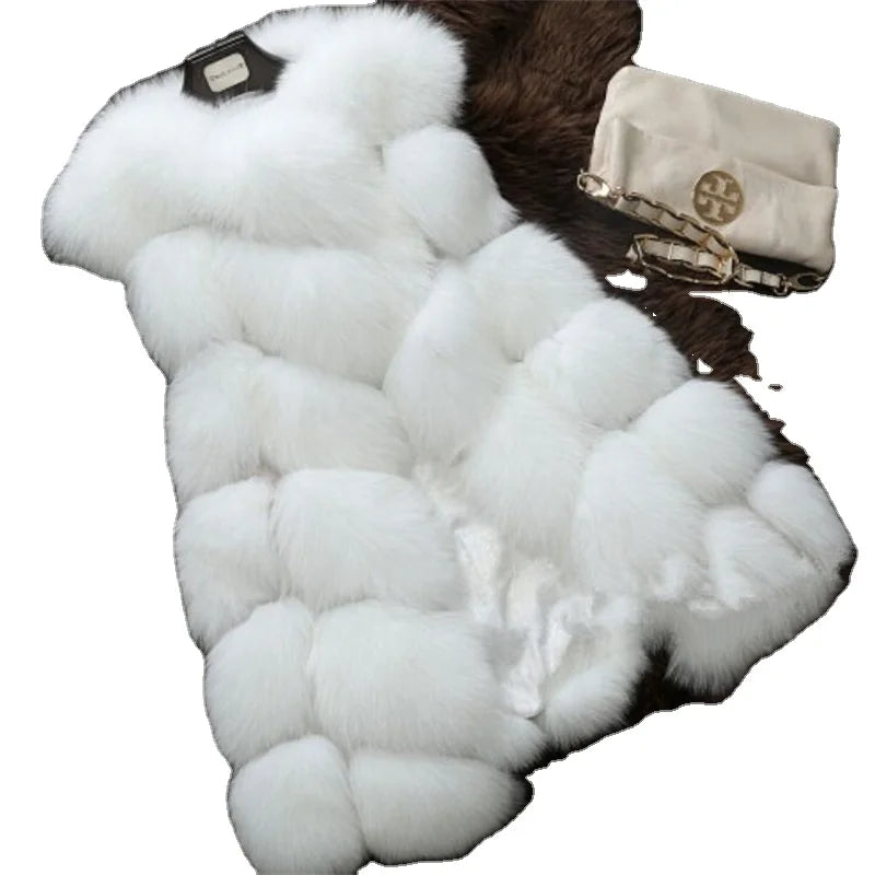 2025 Hot Selling Warm Fur Faux fox Fur Vest in the New Long Vest Korean Version of Thin Coat Manufacturers Wholesale