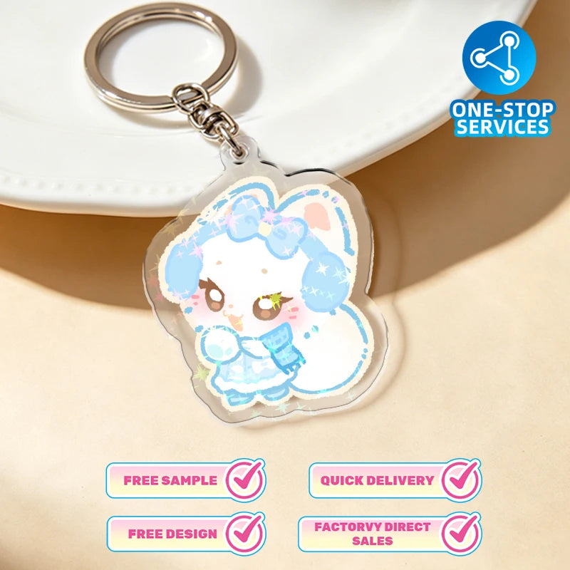 Promotional Cartoon Epoxy Acrylic Keychain Plastic Key Chain Custom Anime Acrylic Keychain