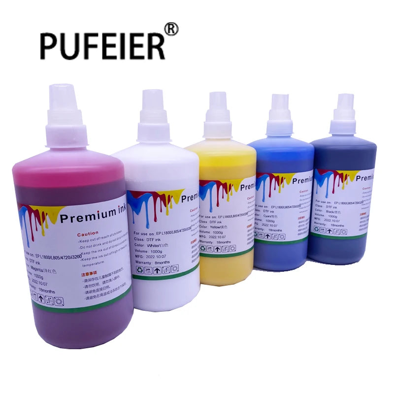 1000ML Bulk PET Film DTF Heat Transfer Pigment Ink for Epson L1800 L805 XP600 P600 P800 DX5 DX7 WF4720 I3200 Printer DTF Ink