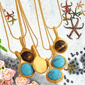 Vintage Fashionable Minimalist Jewelry Stainless Steel 18K Gold Plated Shape Turquoise Waterproof Charm Gift Women's Necklaces