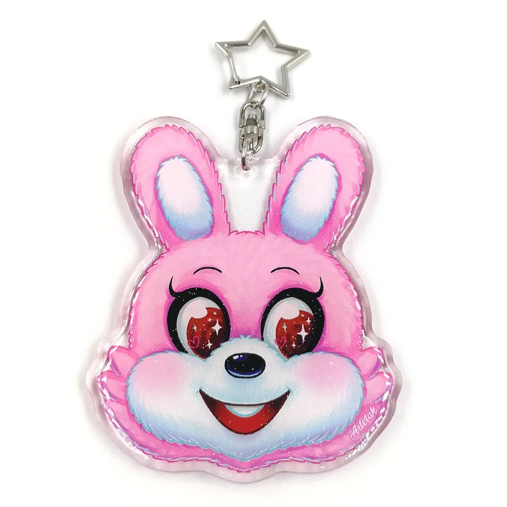 Custom Creative Glitter Epoxy Resin clear Double Sided Printing Keychain Acrylic Charm
