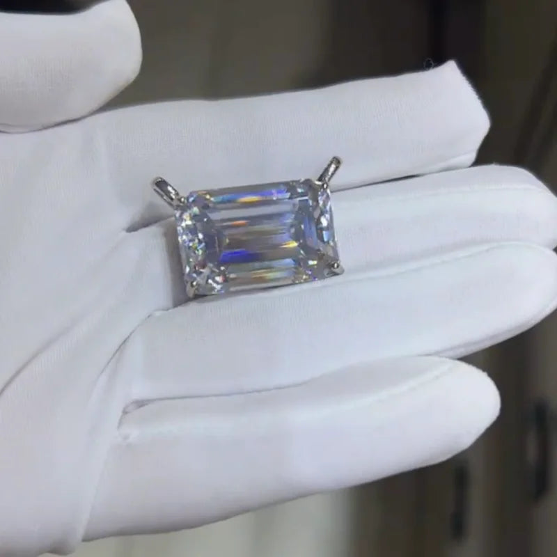 Silver 925 Original 10-30 Carat Brilliant Emerald Cut Diamond Test Past D Color Moissanite Pendant for Women Custom Fine Jewelry