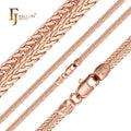 FJ Fallon Fashion Jewelry 4.5mm Foxtail Glossy Link Chain Plated in Rose Gold Brass Based
