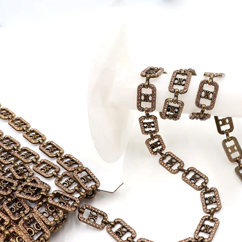 E014 New Fashion Glass Crystal Rhinestones Chain Sew on Trimming Rhinestone Chains for Shoes Boots Decoration