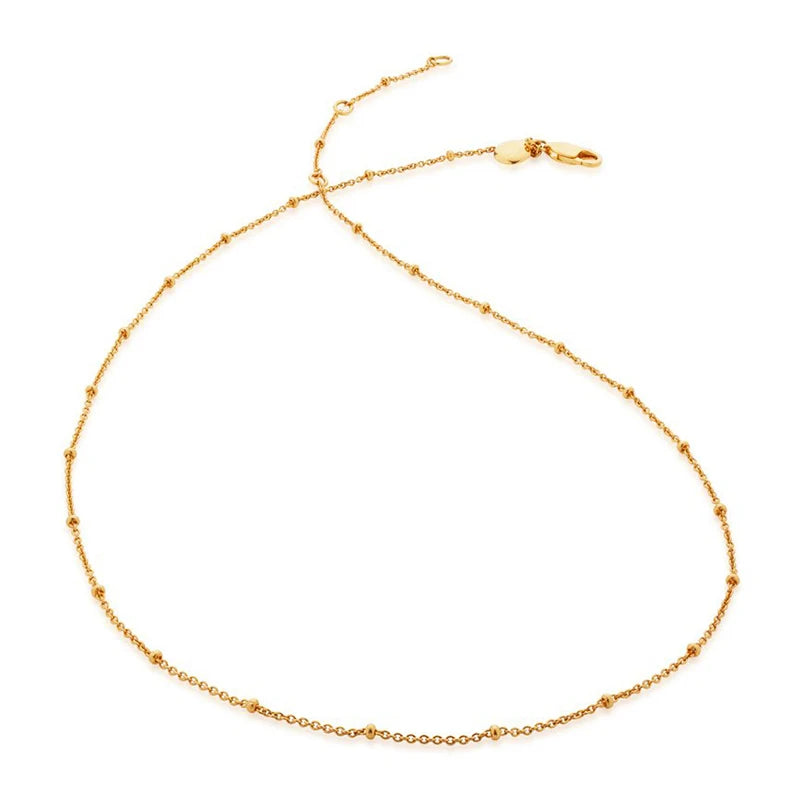 Gemnel Minimalist 925 Sterling Silver 18k Gold Plated Thin Satellite Bead Chain Necklace Women