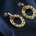 Hot Sale Minimalist 316L Stainless Steel Fashion Big Circle Hollow Letters Earrings for Women