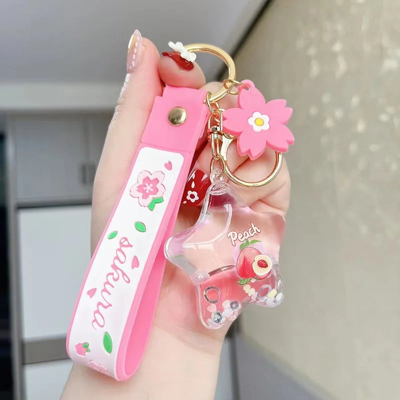 Wholesale Cartoon Quicksand Keychain Liquid Floating Pendant Key Chain Mobile Phone Backpack Car Keychain