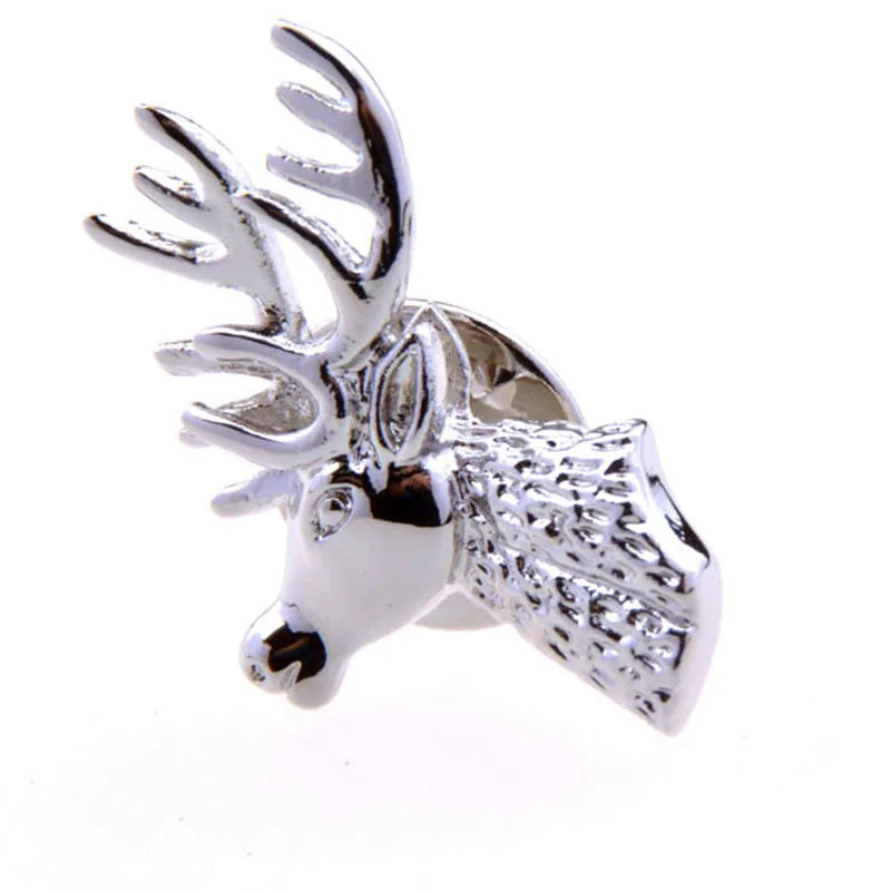 Wholesale Custom Deer Design Metal Lapel Pin High Quality Mens Suit Shirt Fashion Collar Pin Brooches Festival Christmas Gift