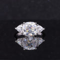 Starsgem Fine Jewelry 10K Solid White Gold Ring Cushion and Triangle Shape Moissanite Three Stones Engagement Rings