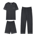 Pajamas 3 Pieces Sets Man Modal Casual Plus Size Home Wear T-shirts Pants Men's Sleepwear Set