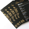 Custom Mirror Acrylic Wedding Menu Card Black With Gold Printing Wedding Invitation Cards