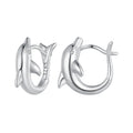 925 Sterling Silver Platinum Plated Dolphin Hoop Earrings with Cubic Zirconia Sparkling Fine Party Jewelry BSE881