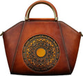 Westal Cowhide Leather Purses and Handbags Vintage Totem Satchel Bag Crossbody Genuine Leather Handbags Tote Bags for Women