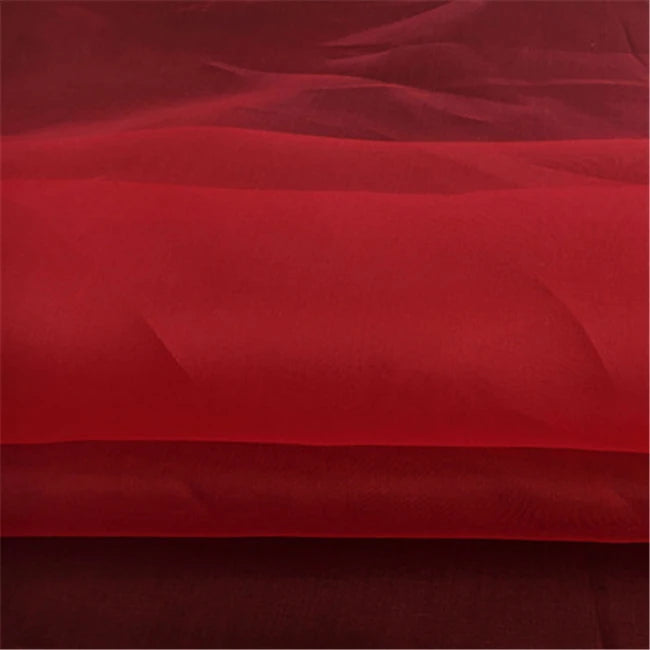 Regular Elegant Wholesale Silk Organza Fabric 5.5M/M 54" Dark Red Custom Digital Printing for Skirt Garment Hijab